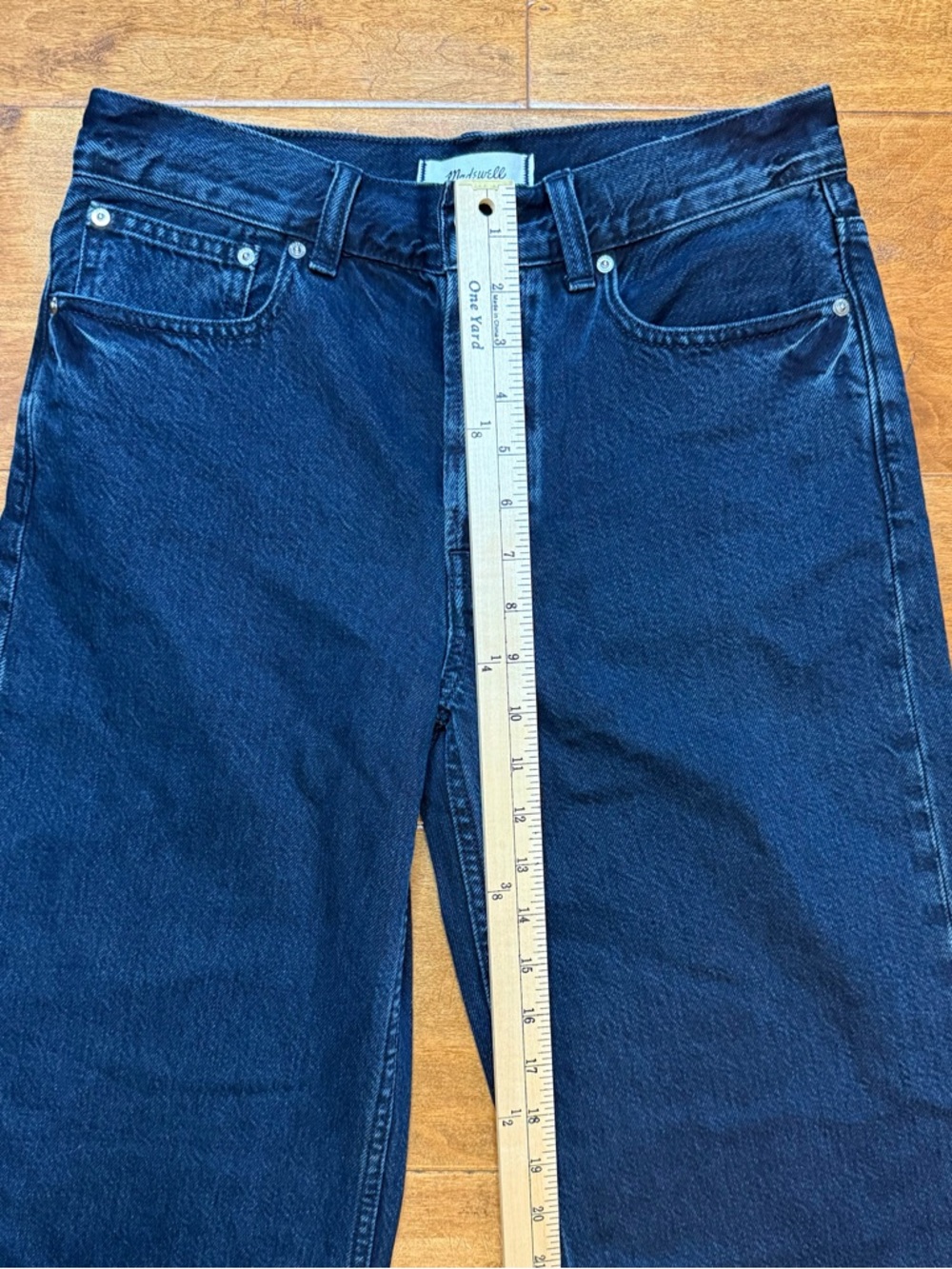 Madewell Low Rise Baggy Wide Leg Jeans Dark Indigo Button Fly 25 - Picture 3 of 11